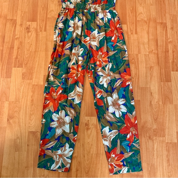Vintage 90 Ms. Choice Tropical Floral Jumper Pants Jumpsuit Romper Size 8 Medium - Picture 4 of 16